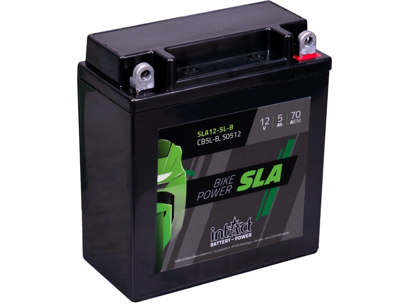 intAct Bike-Power SLA12-5L-B (CB5L-B, 50512) AGM Motorradbatterie 12V 5Ah