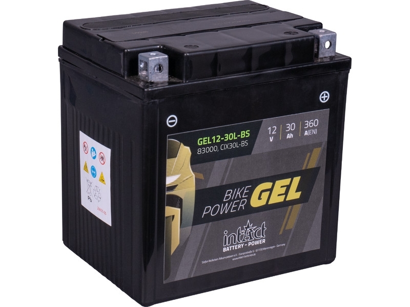intAct GEL Motorradbatterie | YIX30L-BS | 12V 30Ah 360A
